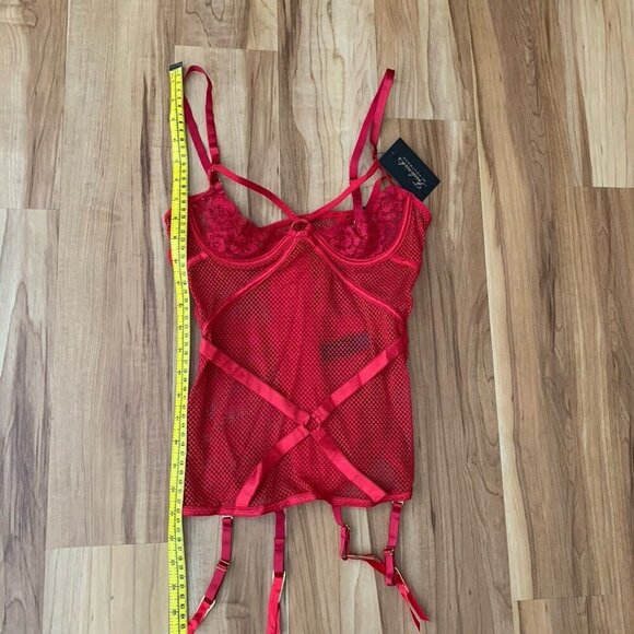 Frederick's Of Hollywood Women's Analia Open Cup Corset Garter Set Small Red - Picture 3 of 10